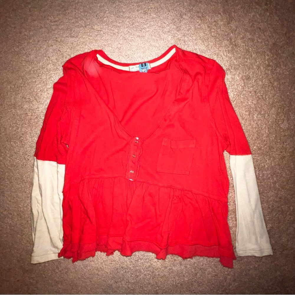 FREE PEOPLE Raw Edges Tangerine Crop Top Size L